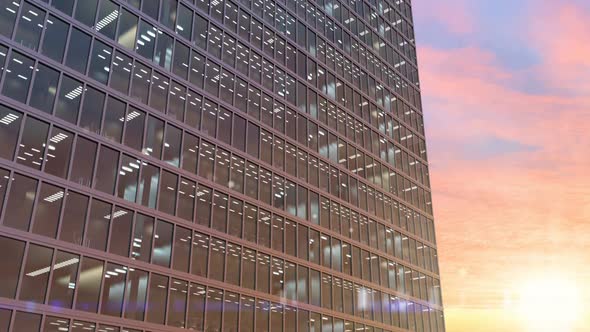 Aerial View To Real Estate in the High Rise Skyscraper Office Building, Loopable alt