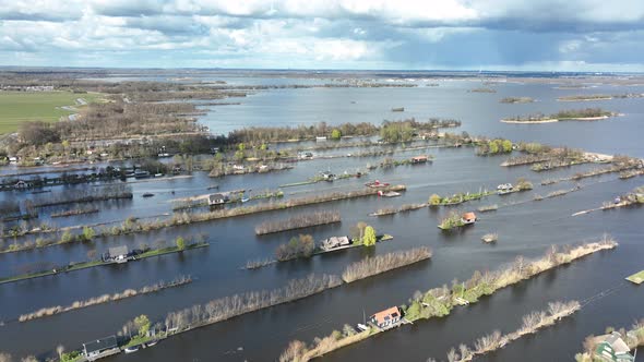 Loosdrechtse Plassen Harbour Waterway Canals and Cultivated Ditch Nature Near Vinkeveen Utrecht