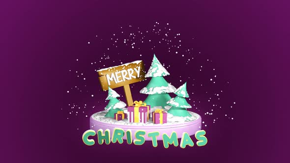 Merry Christmas animation 3D with Christmas trees on a seamless loop