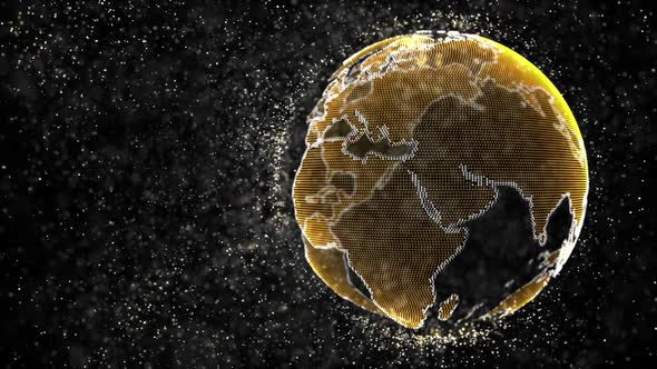 Dust particles cloud being pushed by growing Earth globe