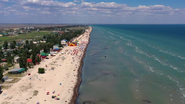 Beautiful flight in summer over the beach.