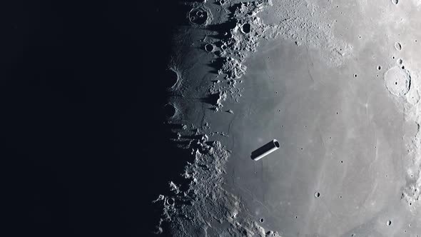 Second Stage Rocket Booster Crashing into the Moon - Medium Shot alt