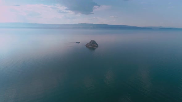 An Island with Cormorants on Lake Baikal