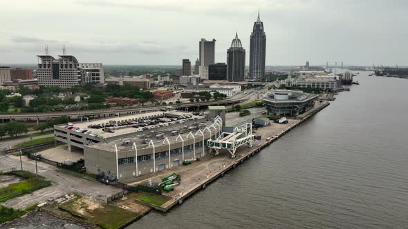 Approaching downtown Mobile, Alabama Aerial view