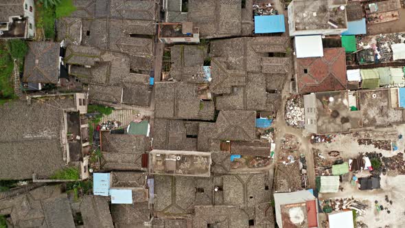 Aerial shot of a small fishing village in Xiapu County in China