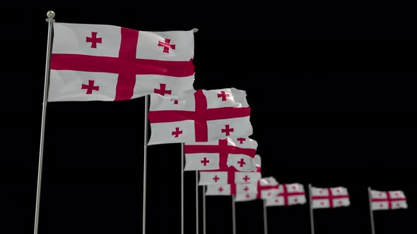 Georgia Row Of Flags Animation Include Alpha Channel alt