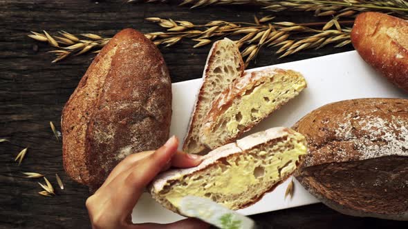 Freshly baked Traditional Italian Ciabatta Bread