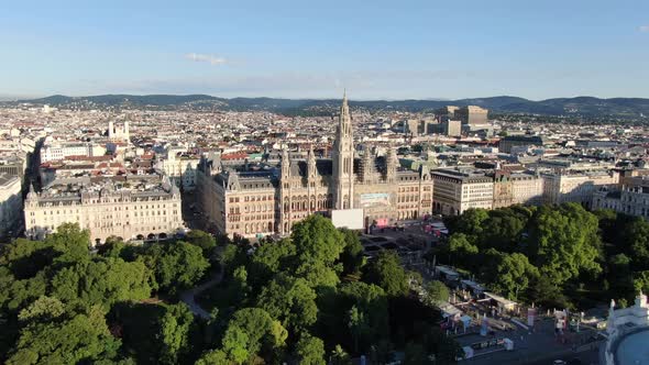 Aerial view of Vienna City Hall, Austria, Europe