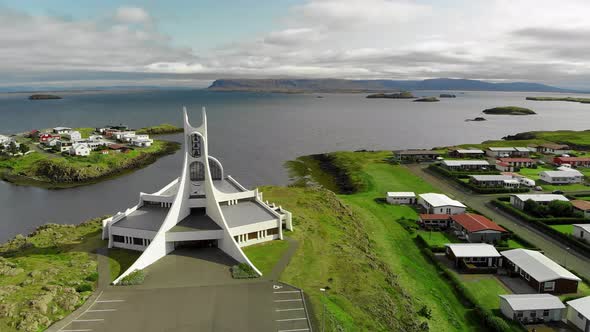 Aerial View of Stykkisholmur Snaefellsnes Peninsula Iceland