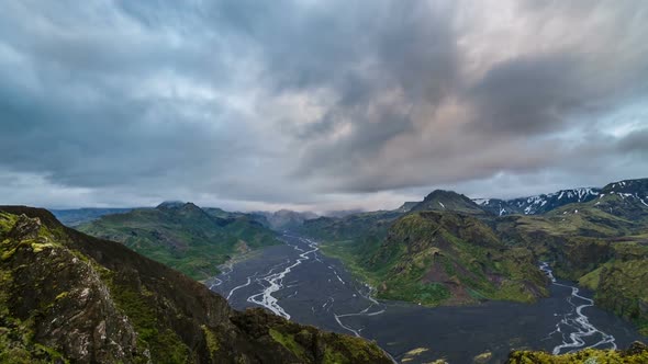 Evening Clouds over Iceland Mountains