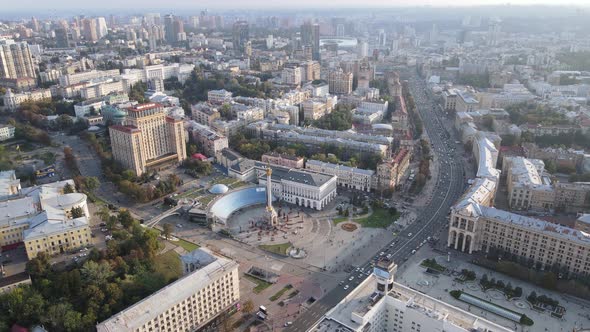 Cityscape of Kyiv, Ukraine. Aerial View, Slow Motion