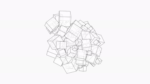 Abstract Animation of Appearance and Flight of Cubes