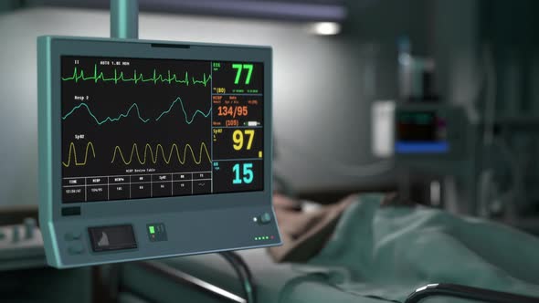 Modern Hospital Equipment Monitoring Ill Patients Stable Health Condition alt