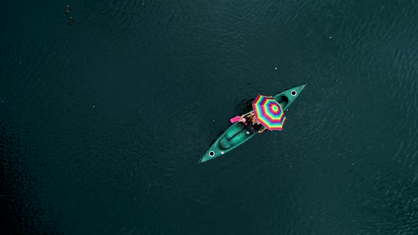 Aerial view of a person doing Kayak in Karlovac province, Croatia.