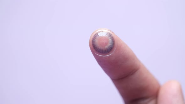 Close Up of Contact Lens on a Finger