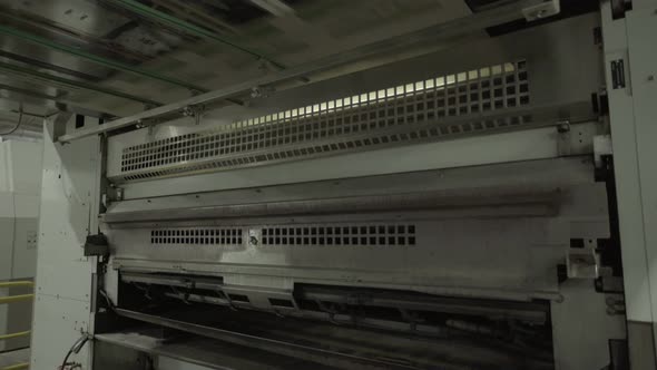 A Working Conveyor in a Paper Mill. Technology. Factory. Kyiv. Ukraine.