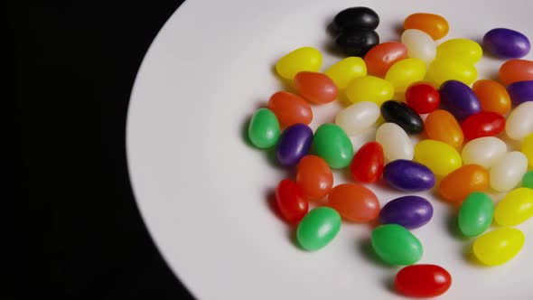 Rotating shot of colorful Easter jelly beans 