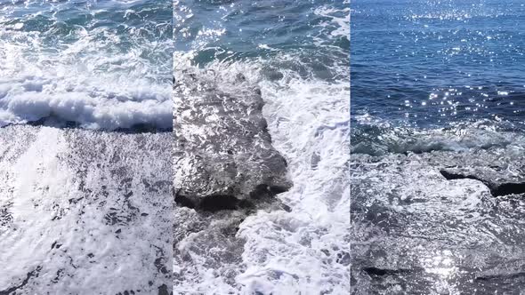 Three in One Vertical Video of the Sea Near the Shore