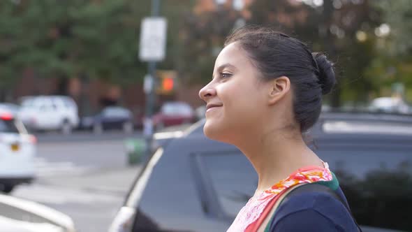 Mellennial Girl Walking Down New York Street