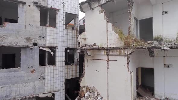 Aerial  Shot of the Abandoned Quarter in Guangzhou Downtown.