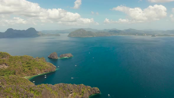 Seascape with Tropical Islands El Nido Palawan Philippines