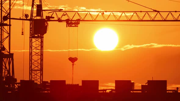 Construction Site at Orange Sunset