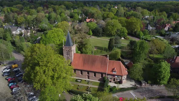 Blaricum Village Church in the Netherlands, Aerial view