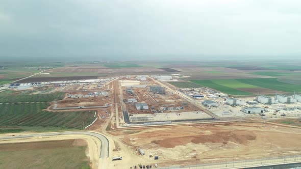 Construction Site Empty Field Aerial View 