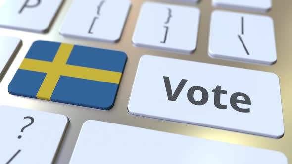 VOTE Text and Flag of Sweden on the Computer Keyboard