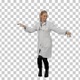 Smiling young woman in lab coat making funny dance, Alpha Channel - VideoHive Item for Sale