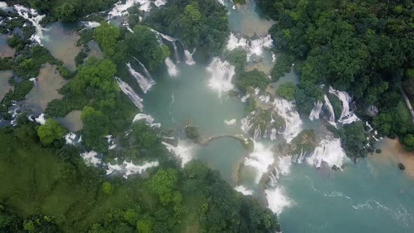 Panorama view of a beautiful waterfall