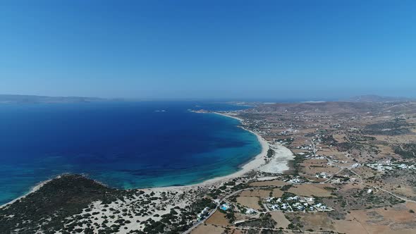 Naxos island in the Cyclades in Greece seen from the sky