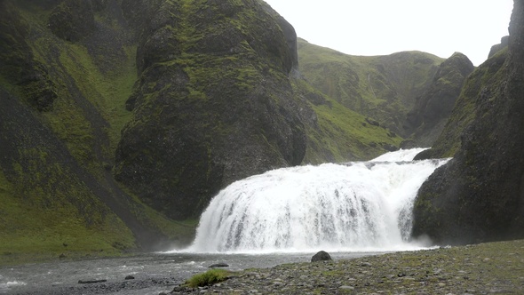 Iceland. Picturesque summer scene with amazing Icelandic waterfall.