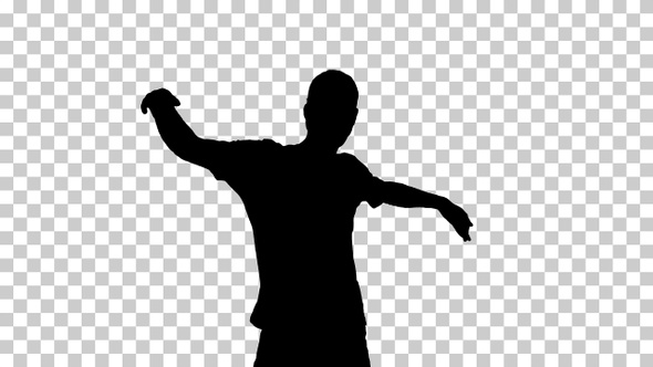 Silhouette Hip-hop guy in a cap dancing, Alpha Channel