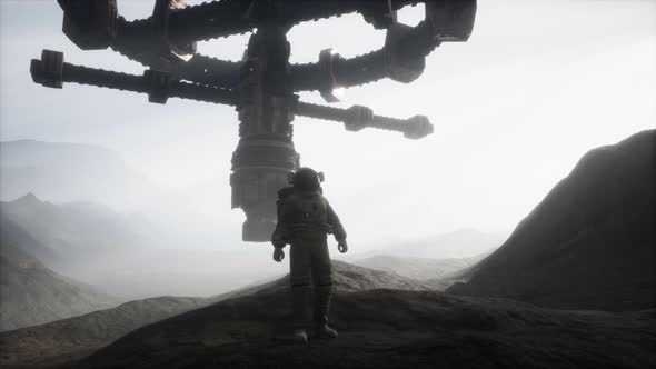 Astronaut on Another Planet with Dust and Fog