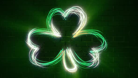 Glowing Neon Saint Patrick's Day Shamrock Background
