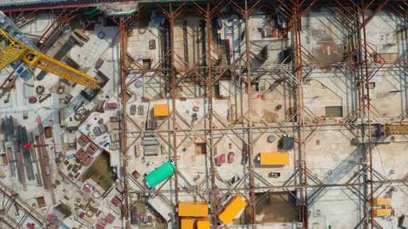 Top down view of construction site in Hong Kong