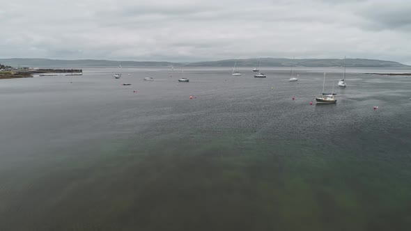Yachts Ships Boats at Scotland Ocean Aerial