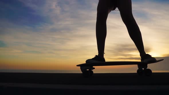 Feet with Skateboard Close-up