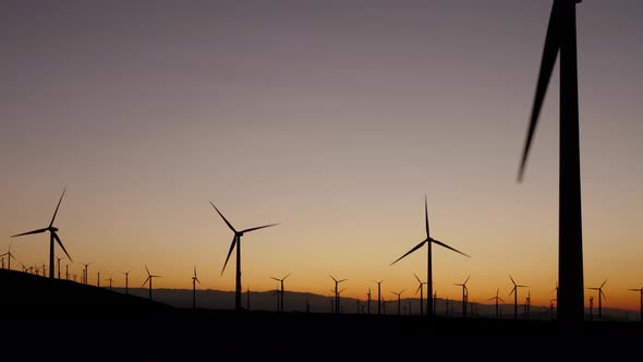 Wind turbines at dawn in California