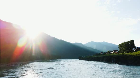 Mountain Landscape with Sunshine