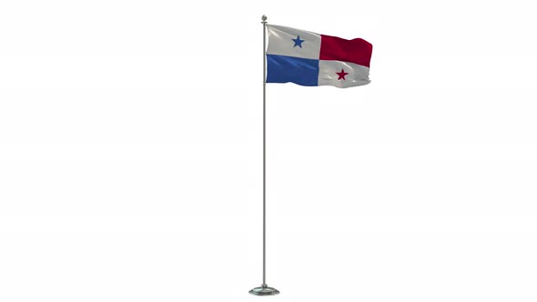 Panama Looping Of The Waving Flag Pole With Alpha