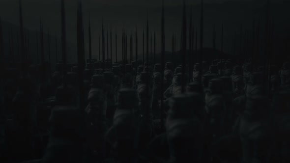 Medieval Army Standing Under Storm