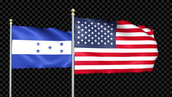 Honduras And United States Two Countries Flags Waving