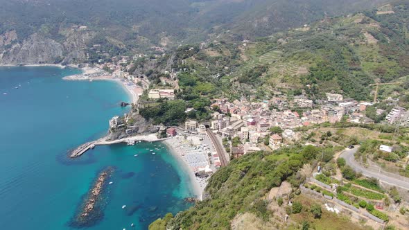 Aerial view of Monterosso al Mare town, Cinque Terre, Italy