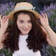 Portrait of a Gorgeous Dark Haired Woman Smiling Charmingly While Standing in the Middle of Lavand - VideoHive Item for Sale