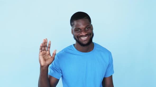 African Greeting Hello Gesture Black Man Waving Hi