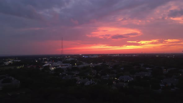 Central Texas Summer Sunset drone footage