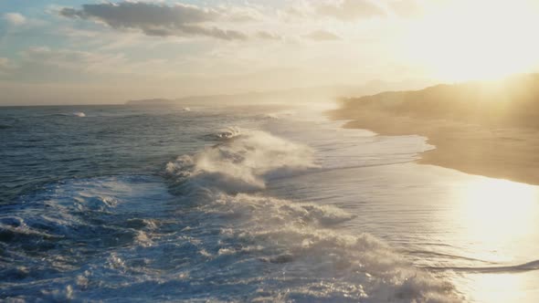 Ocean Waves At Sunset light