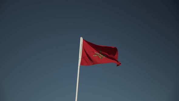 National Flag Flying in Wind on Flagpole